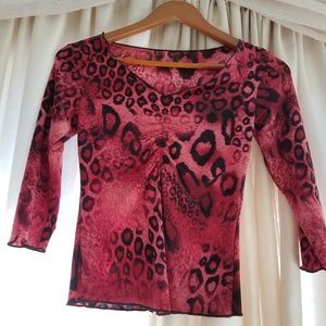 Vintage Red Leopard Print Crop Top